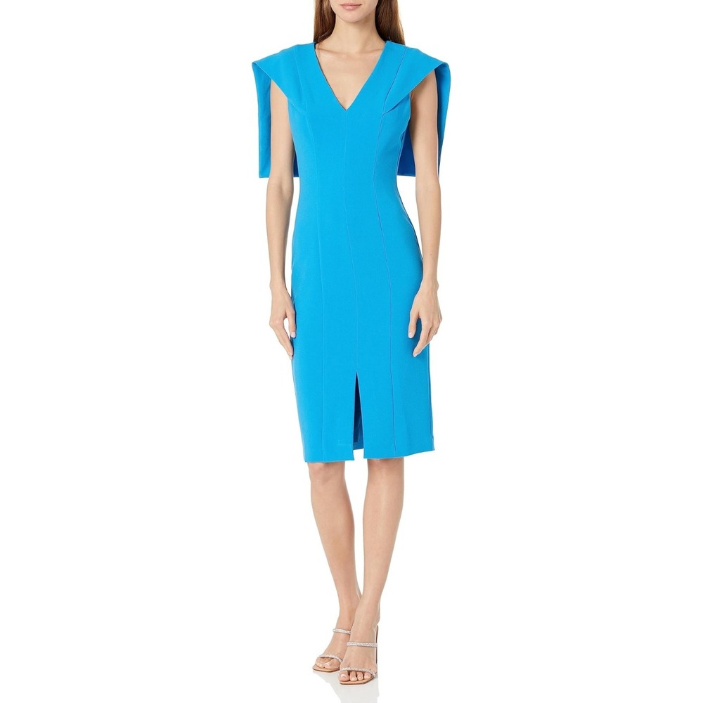 Black Halo Women's Candy Blue Maxton V-Neck Sailor Collar Sheath Dress Size 10
